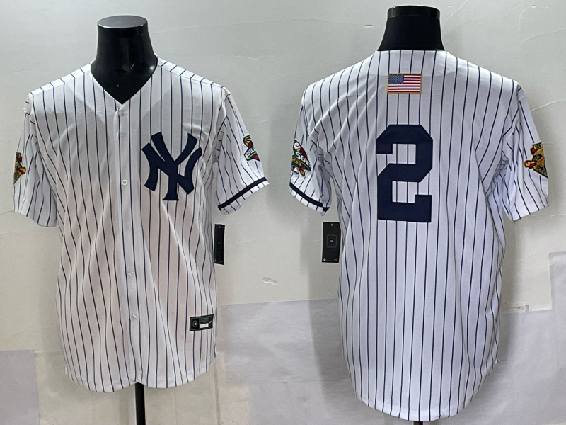 Men New York Yankees #2 white MLB 2025 Nike jersey 005